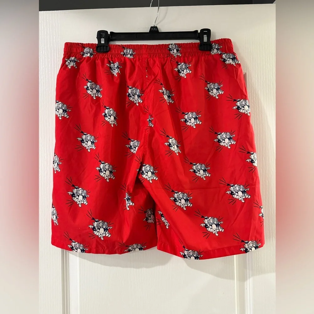 Red mens swim‎ trunks - Three Little Pigs - Size Large